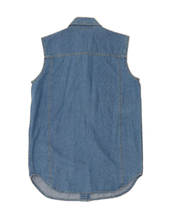 VINTAGE Womens Sleeveless Denim Shirt EU 36 Small Blue Cotton Vintage Vintage and Second-Hand Vintage from Messina Hembry 