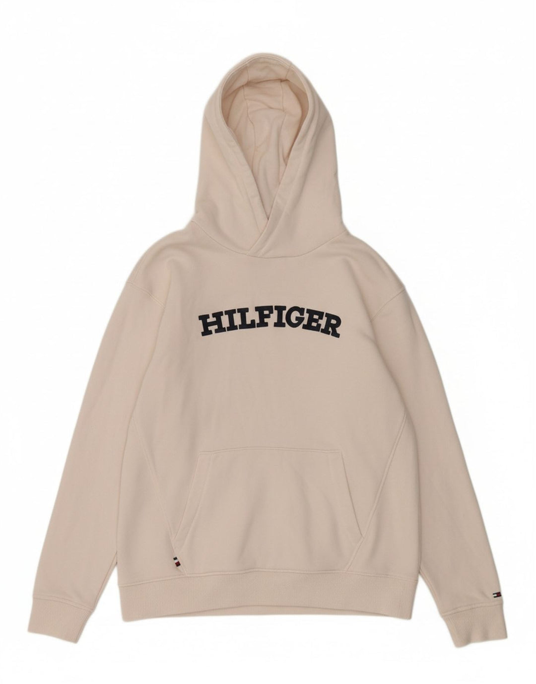 TOMMY HILFIGER Womens Graphic Hoodie Jumper UK 12 Medium White