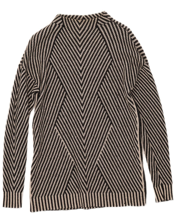 Karen Millen Womens Turtle Neck Jumper Sweater UK 14 Medium Black Geometric