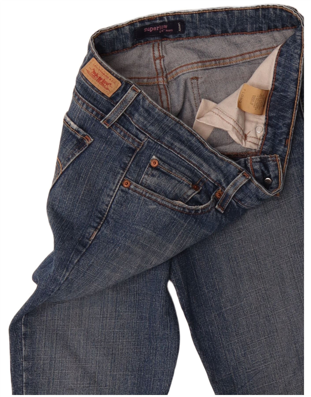LEVI'S Dame 518 Super Low Bootcut Jeans US 7 Medium W30 L34 Blå Bomuld