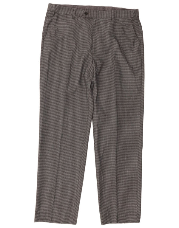 Marks & Spencer Herre Regular Fit Suit Bukser W36 L29 Grå ternet polyester