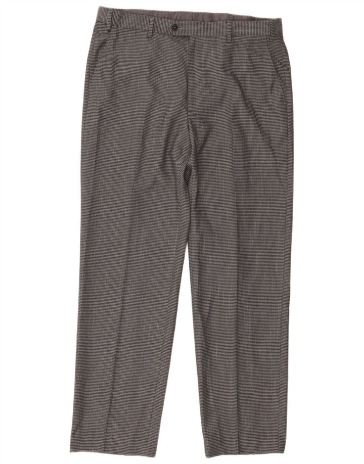 Marks & Spencer Herre Regular Fit Suit Bukser W36 L29 Grå ternet polyester