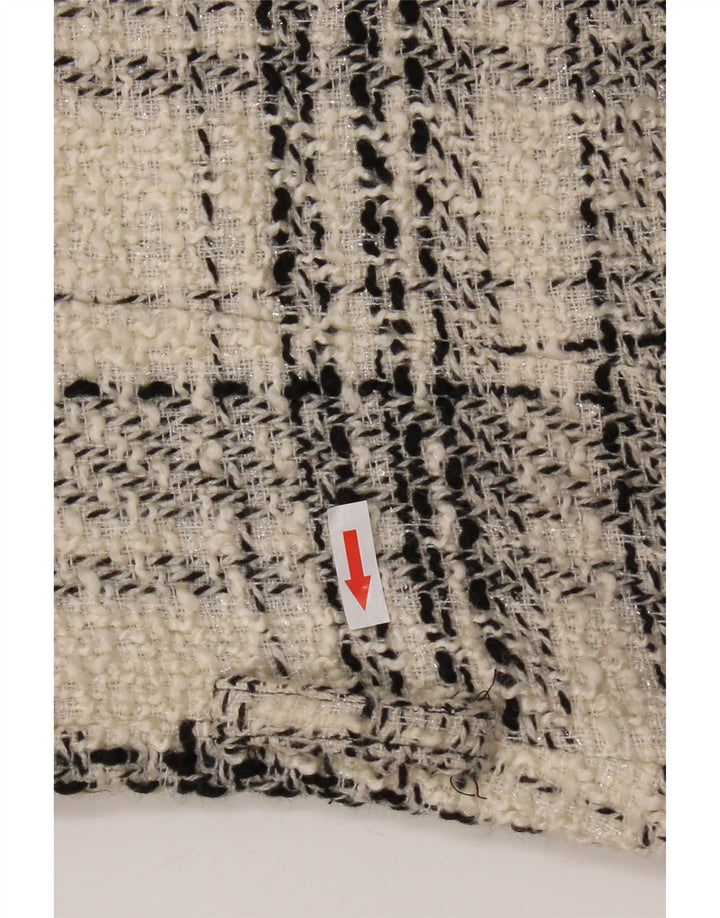 Zara Dame Dobbeltradet jakke UK 10 Small White Check