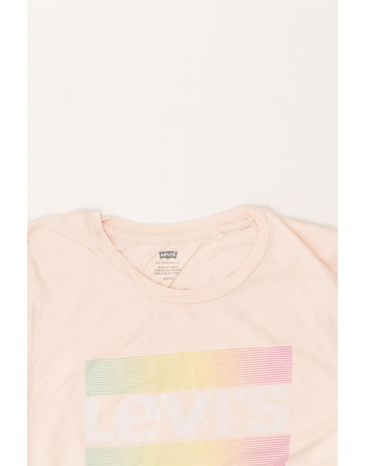 LEVI'S Womens Graphic T-Shirt Top UK 10 Small Pink Cotton | Vintage Levi's | Thrift | Second-Hand Levi's | Used Clothing | Messina Hembry 