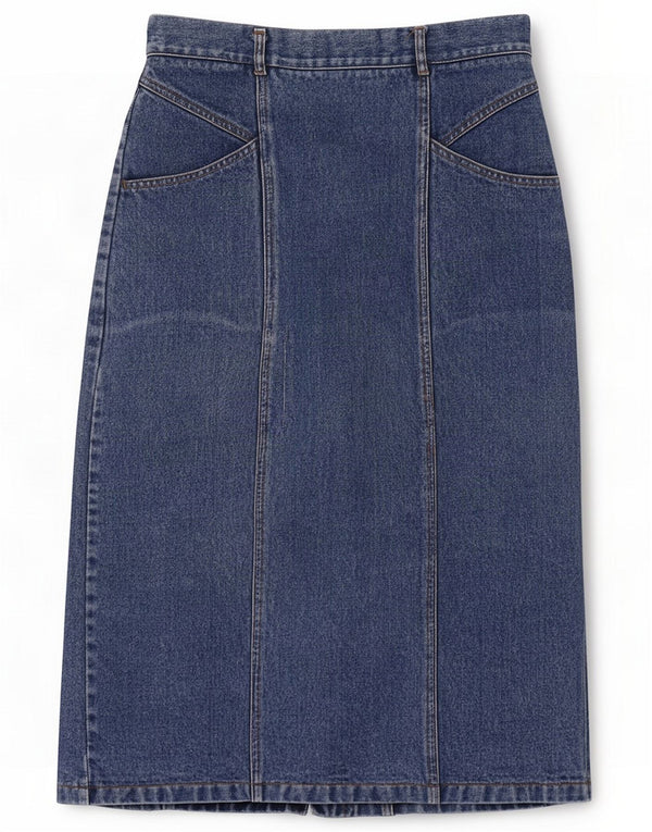Vintage Dame Denim Pencil Skirt Medium W28 Blue