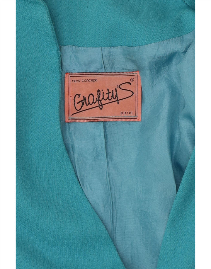 VINTAGE Womens 1 Button Blazer Jacket UK 10 Small Blue