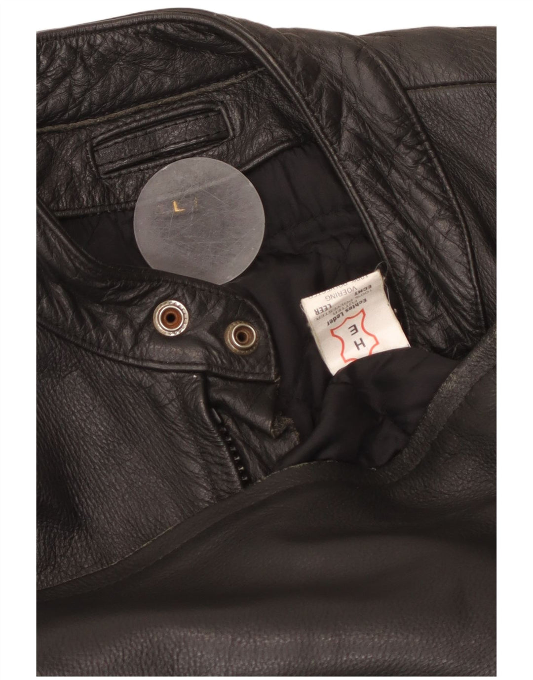 VINTAGE Herre læder racerjakke UK 40 Stor sort læder