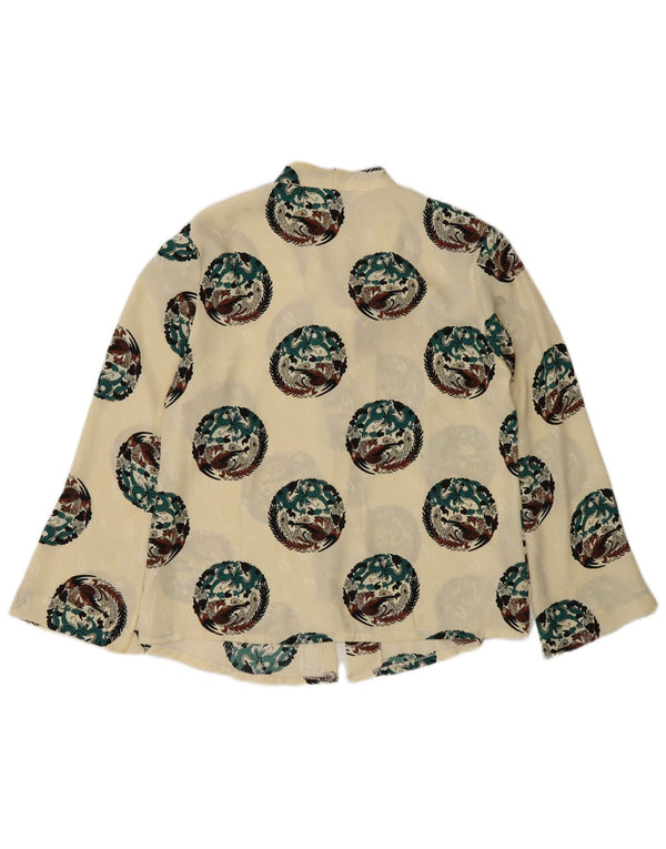 Vintage Dame Gennemsigtig Skjorte Bluse UK 18 XL Gul Animal Print