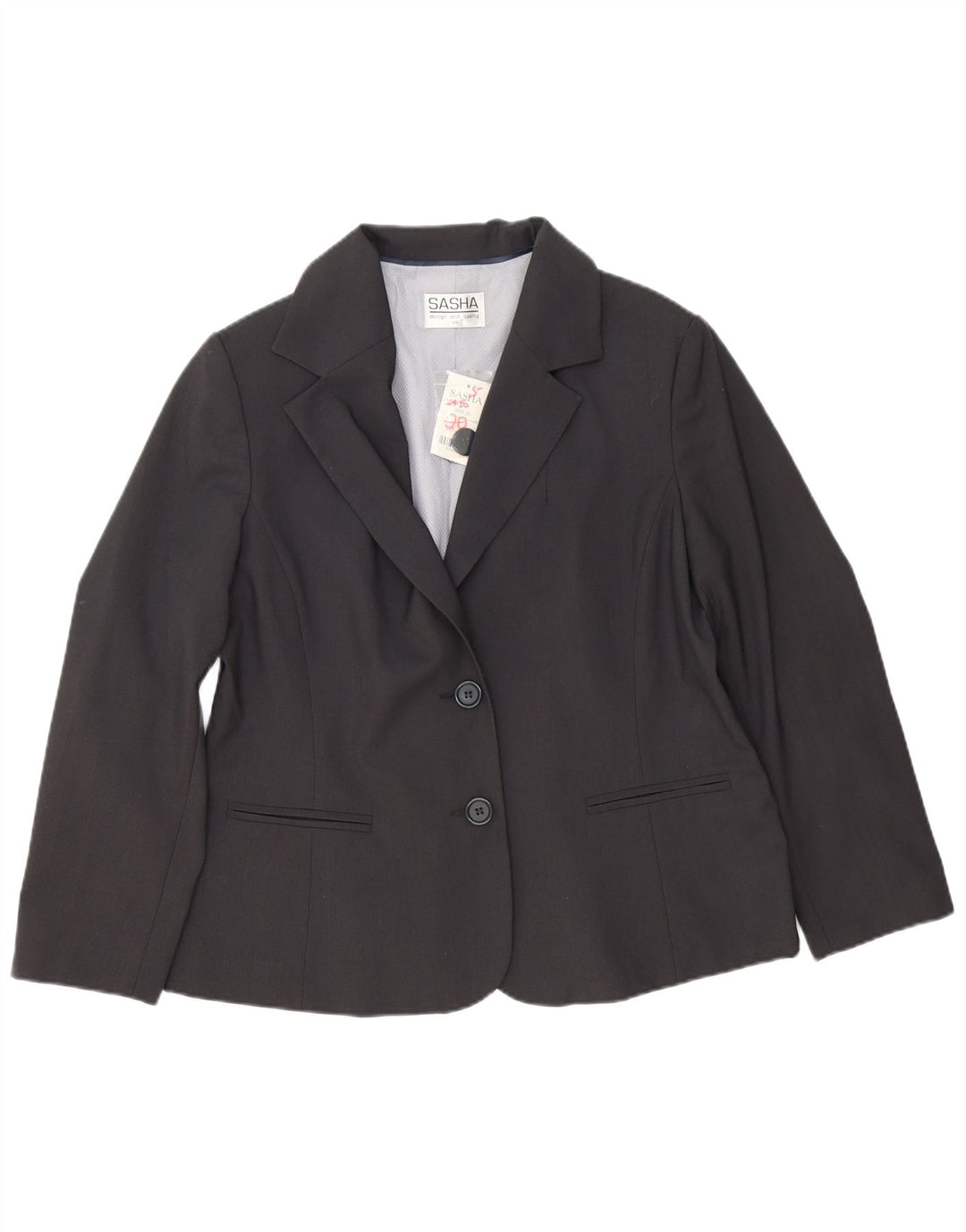 Sasha Dame 2 Button Blazer Jacket UK 20 2XL Grå Polyester