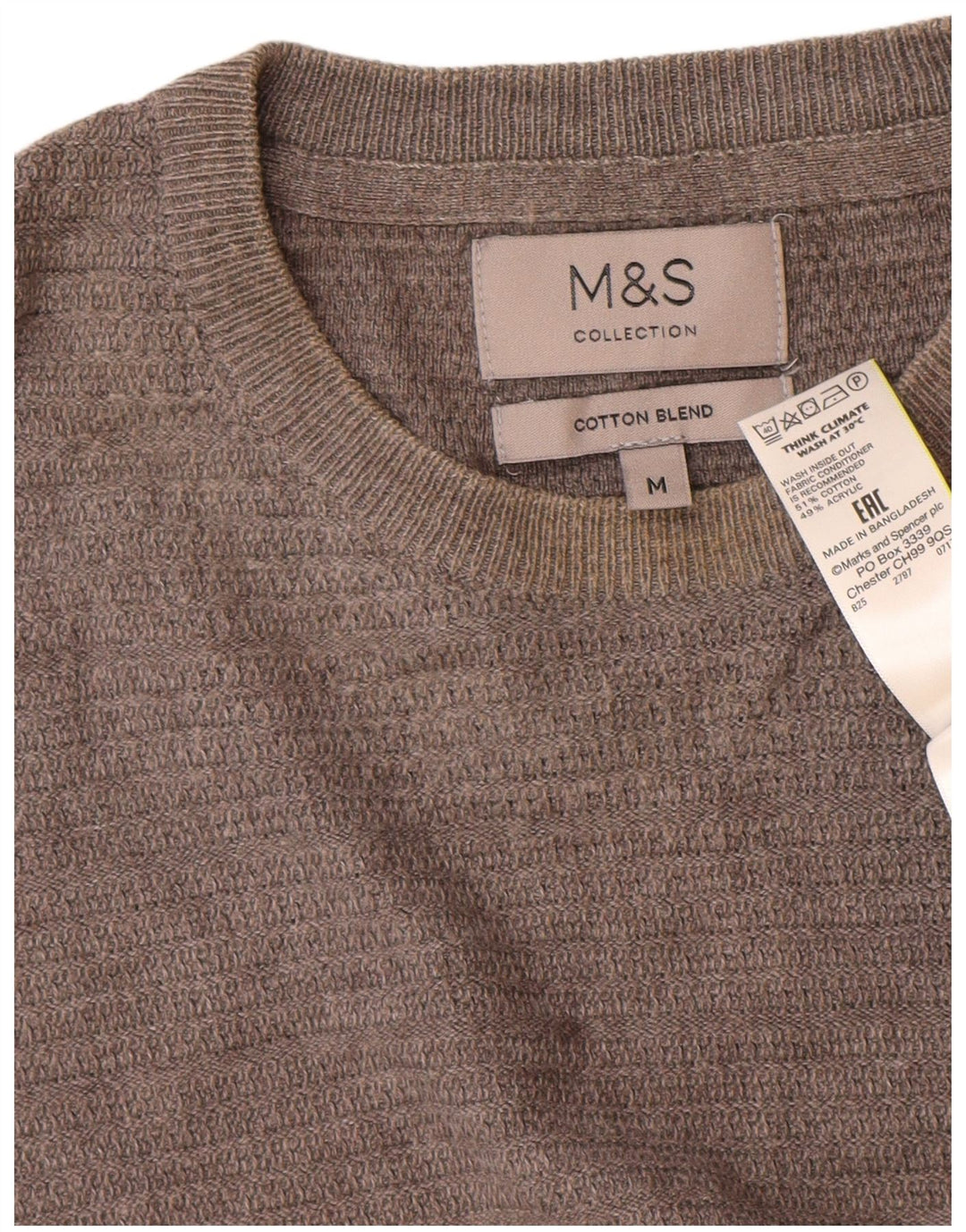 Marks & Spencer Herre sweater med rund hals, mellemgrå bomuld