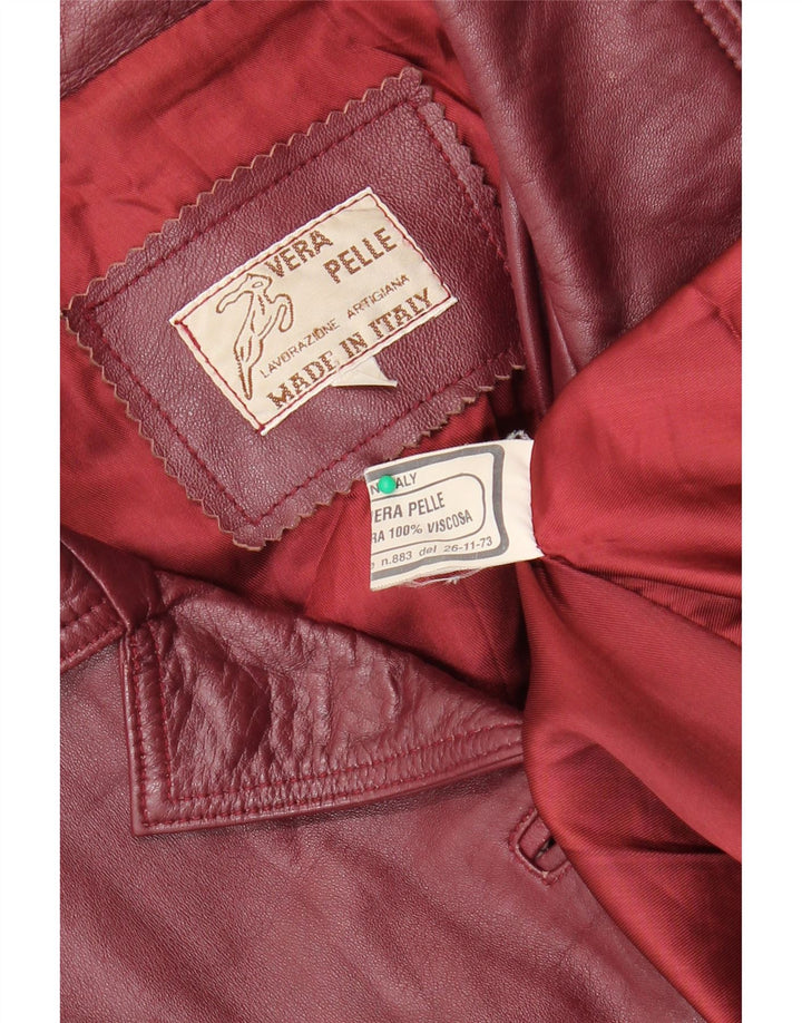 Vintage dame 4-knaps læder blazerjakke UK 18 XL Burgundy læder