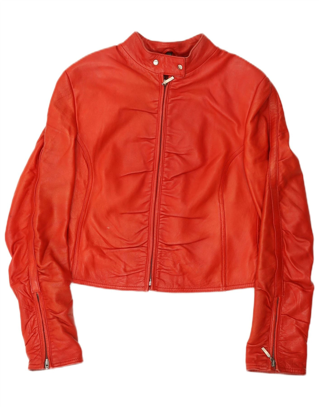 VINTAGE Womens Crop læder racerjakke IT 42 Medium rødt læder