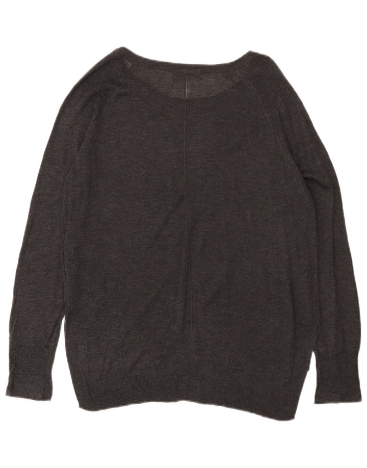 ZARA Dame Boat Neck Jumper Sweater UK 14 Medium Grey Viscose