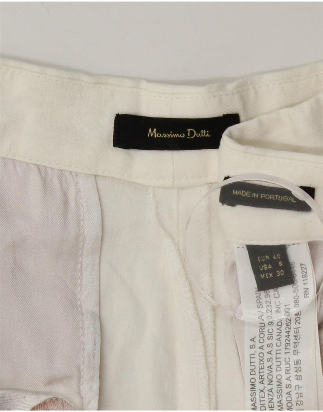 MASSIMO DUTTI koniske chinobukser til kvinder EU 40 Medium W30 L27 Hvid