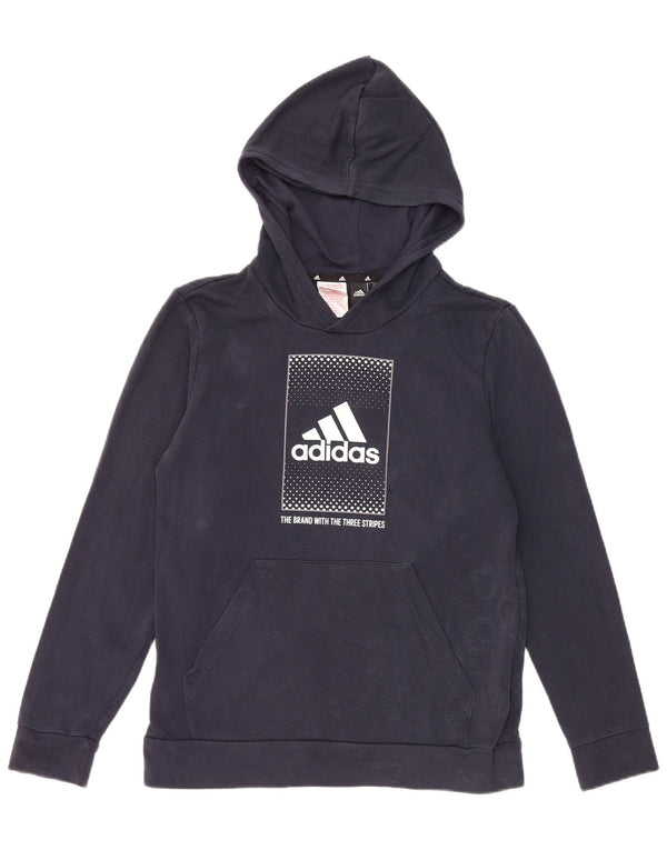 Adidas grafisk hættetrøje til drenge 13-14 år marineblå bomuld