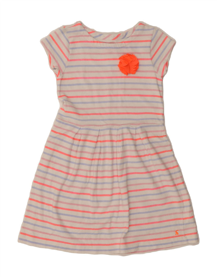 JOULES Girls Basic Dress 9-10 Years Multicoloured Striped Cotton Vintage Joules and Second-Hand Joules from Messina Hembry 
