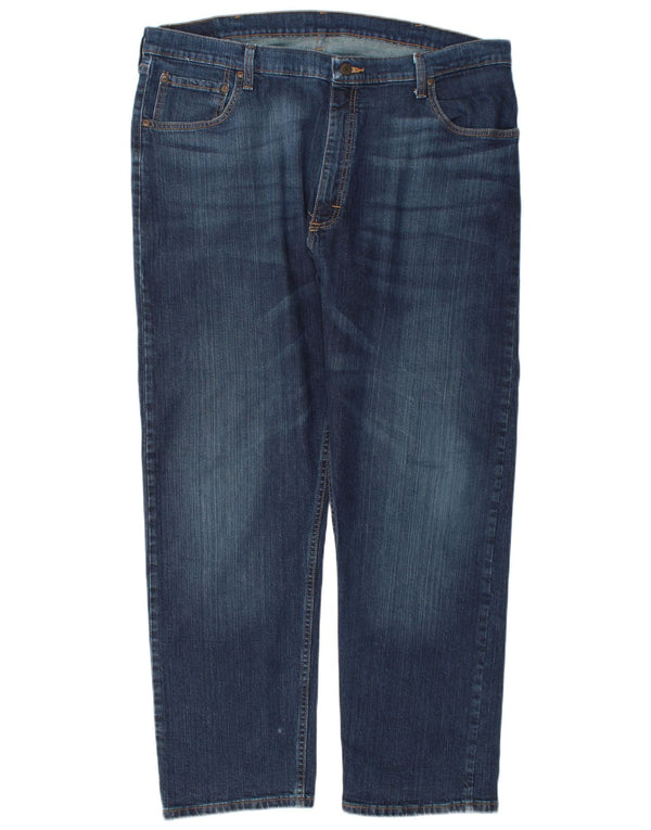 Wrangler Mens Relaxed Fit Straight Jeans W40 L30 Navy Blue Cotton