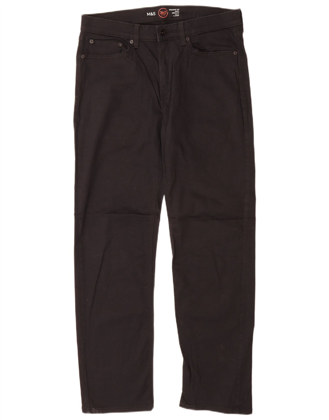 Marks & Spencer Herre Regular Straight Jeans W34 L31 Sort Bomuld