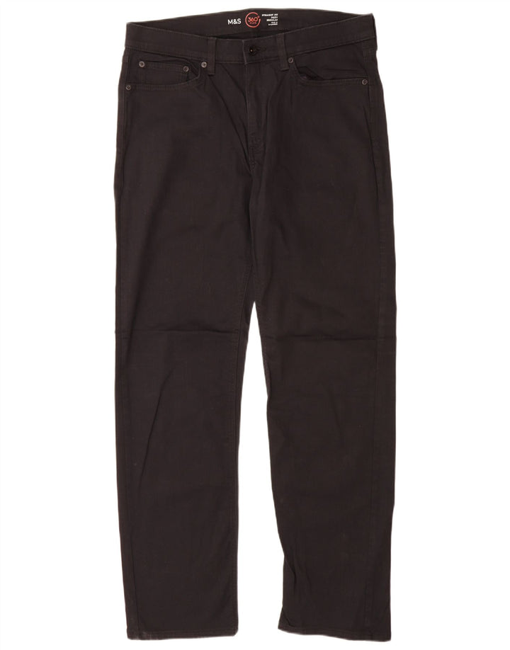 Marks & Spencer Herre Regular Straight Jeans W34 L31 Sort Bomuld