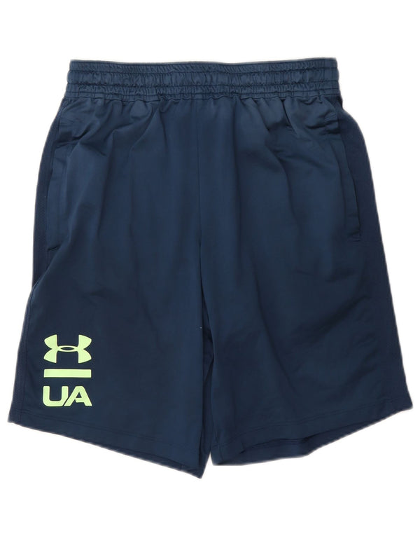Under Armour Herre Heat Gear Graphic Sports Shorts Small Navy Blue Polyester