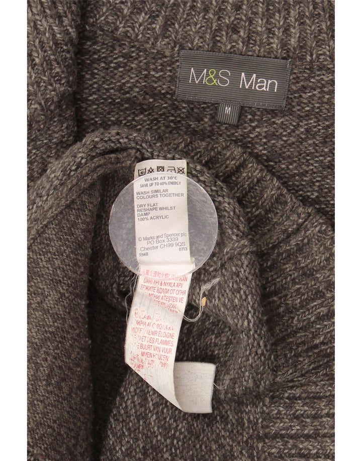 MARKS & SPENCER Herre cardigan sweater Medium Grey Flecked Acryl