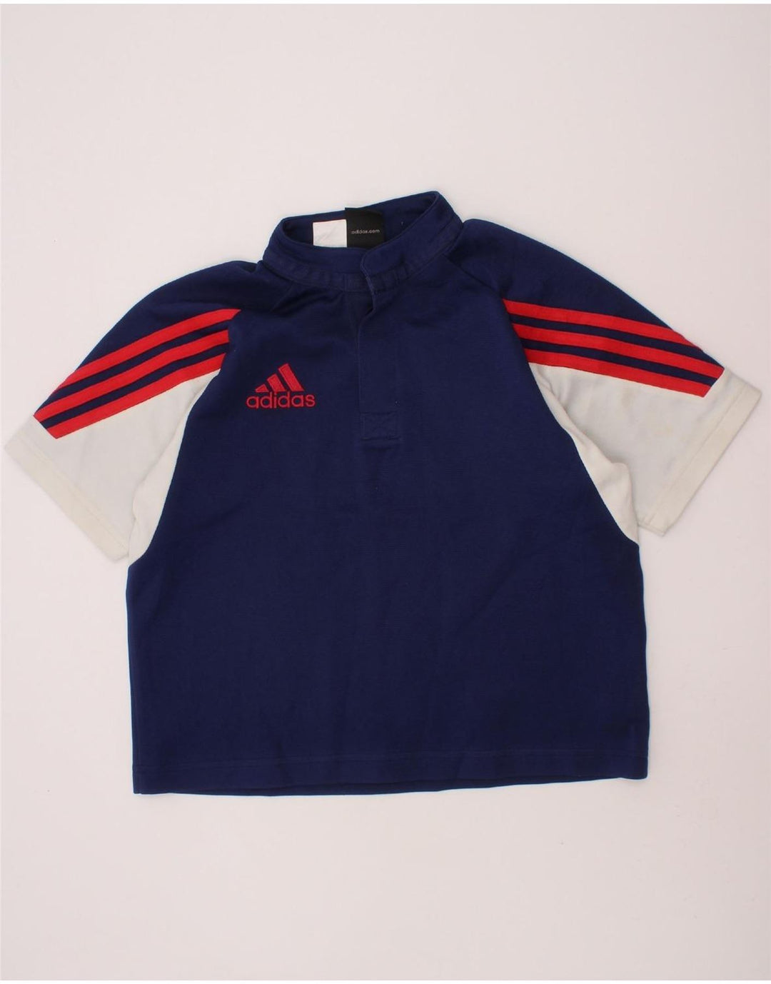 ADIDAS Boys Polo Shirt 9-10 Years Navy Blue Colourblock Polyester Vintage Adidas and Second-Hand Adidas from Messina Hembry 