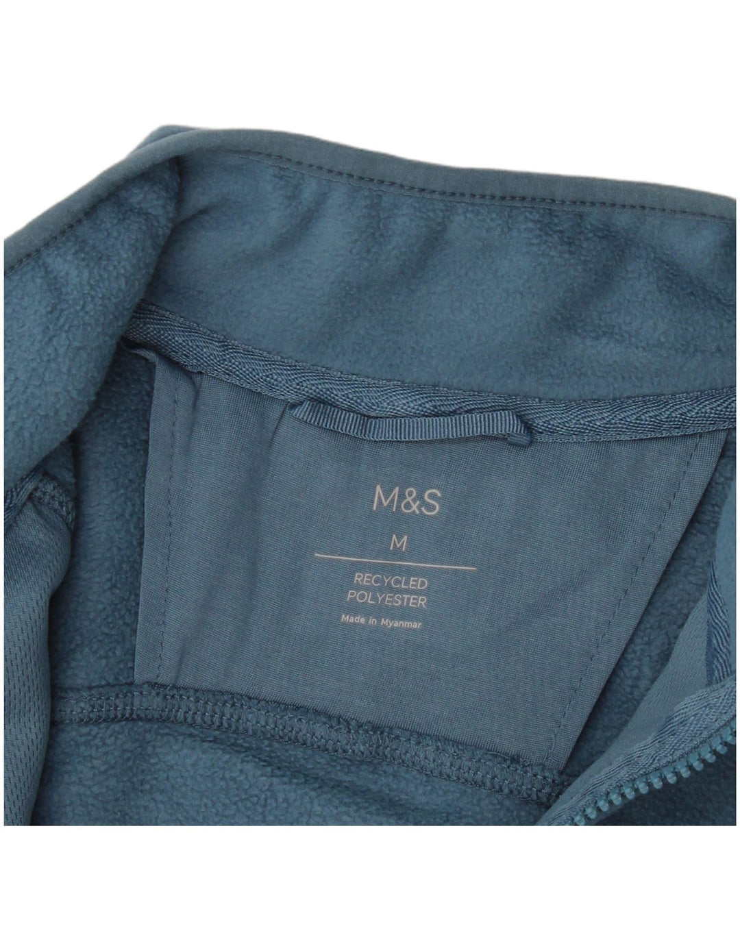 Marks & Spencer Herre Fleecejakke UK 38 Medium Blue Polyester