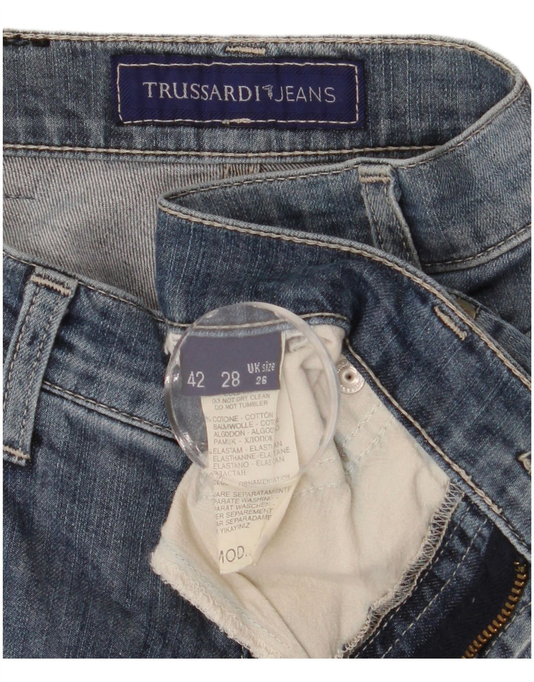 TRUSSARDI lige jeans til kvinder W26 L30 blå bomuld