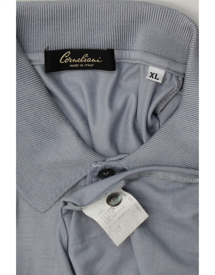 Corneliani herre poloshirt XL blå bomuld