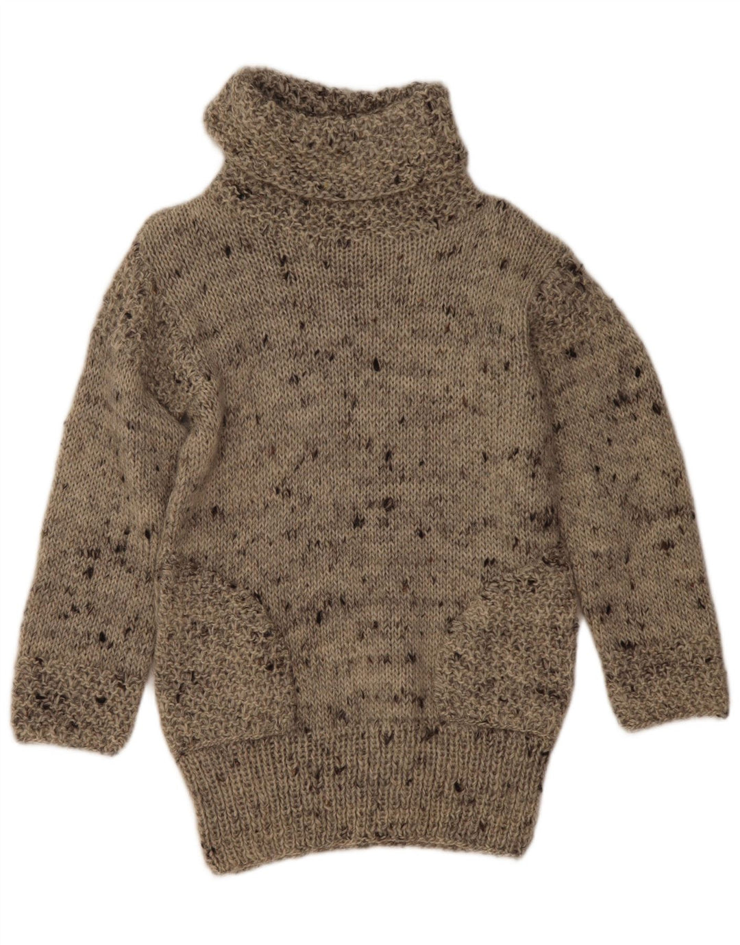 Vintage Dame Roll Neck Jumper Sweater UK 12 Medium Grey Flecked
