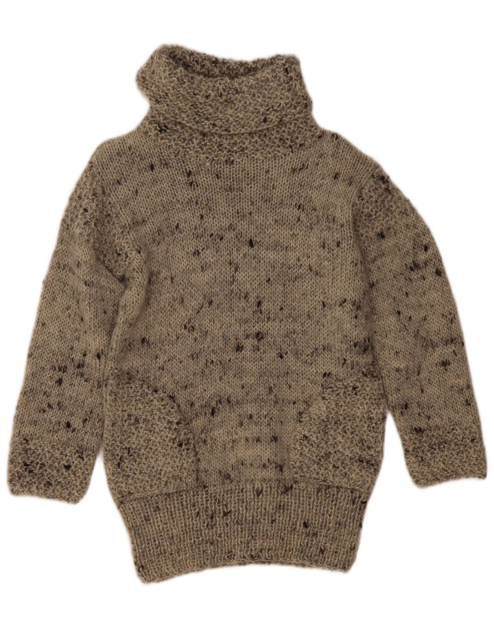 Vintage Dame Roll Neck Jumper Sweater UK 12 Medium Grey Flecked