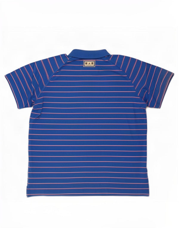Adidas herre poloshirt XL blå stribet bomuld