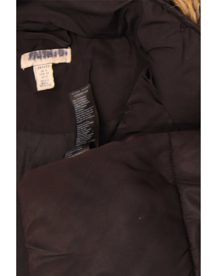 Topshop Petite Polstret hættejakke til kvinder UK 4 XS Sort Polyester