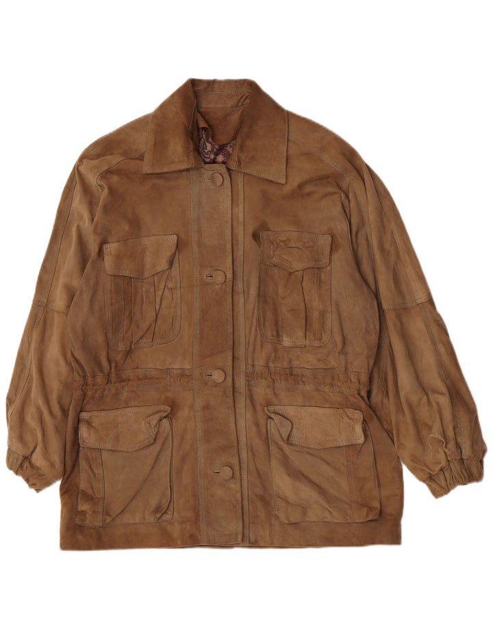 Vintage dame ruskindsjakke EU 42 Large Brown