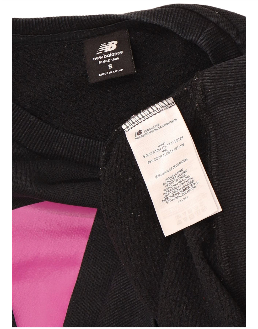 NEW BALANCE Dame grafisk oversize sweatshirt trøje UK 10 Small Black