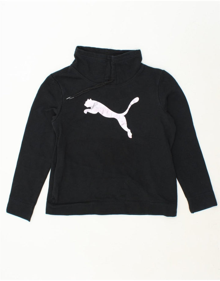 PUMA Womens Graphic Sweatshirt Jumper UK 14 Medium  Black Cotton Vintage Puma and Second-Hand Puma from Messina Hembry 