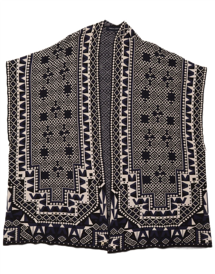 French Connection Dame Cardigan Sweater UK 10 Small Navy Blue Geometric