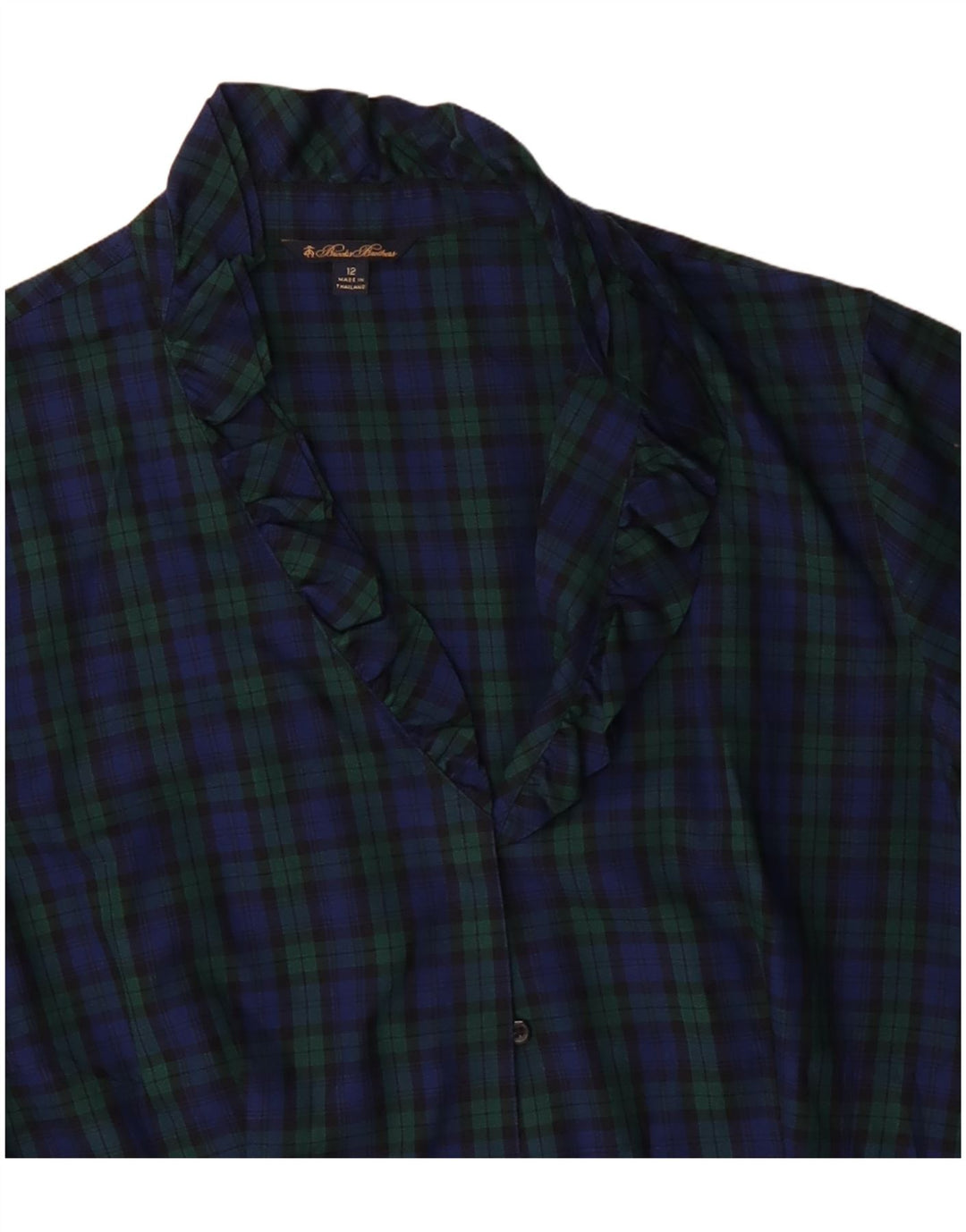 Brooks Brothers Dameskjortebluse US 12 Large Navyblå Plaid Bomuld