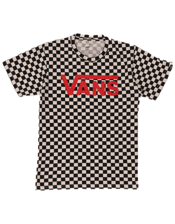 Vans Womens Classic Fit Graphic T-Shirt Top UK 6 XS Black Geometric Cotton