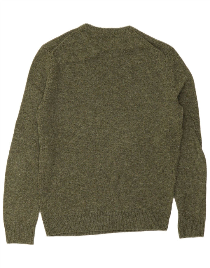 FARAH Herre sweater med rund hals, lille grøn lammeuld
