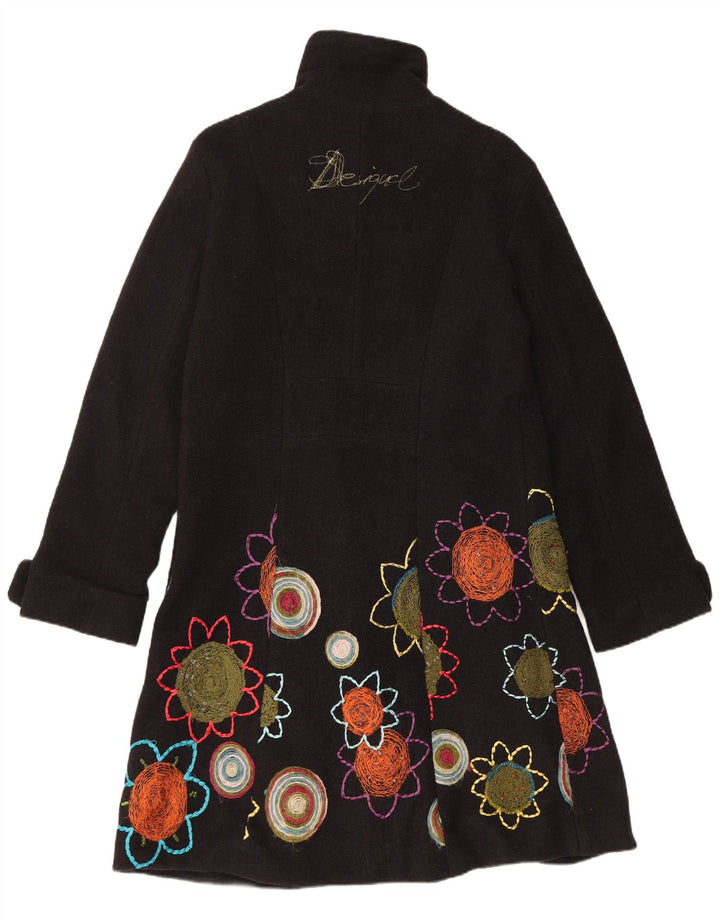 Desigual Dame Grafisk Overfrakke EU 44 XL Sort Blomster