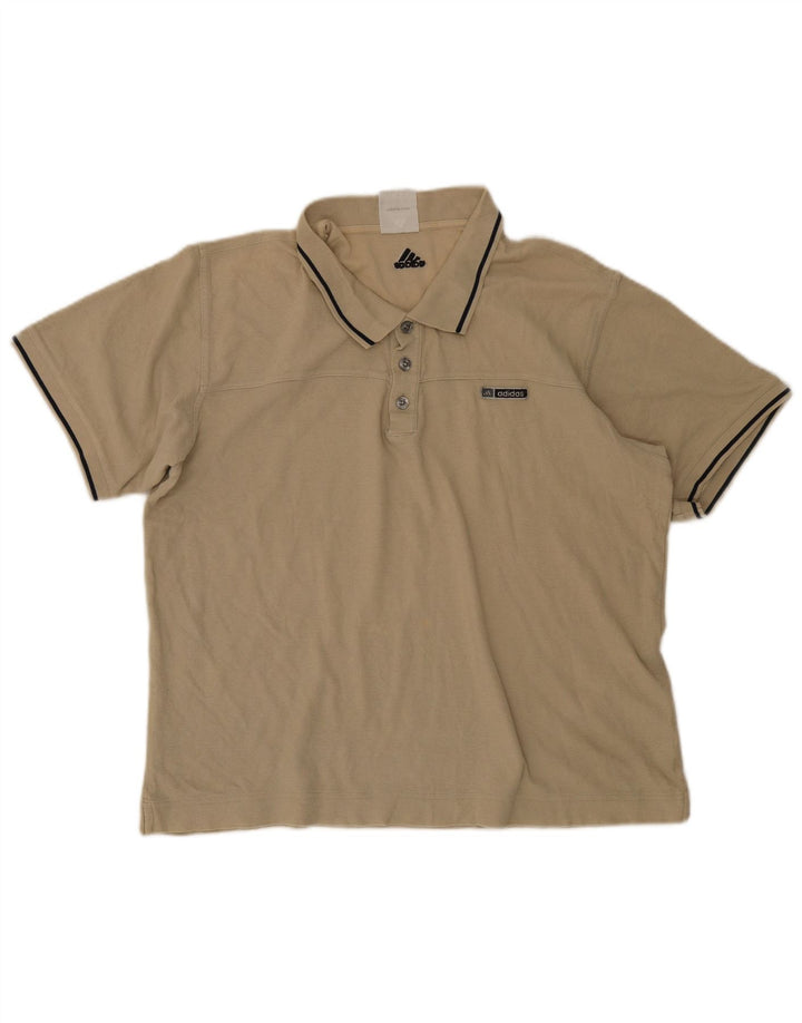 Adidas Polo Shirt til mænd, stor beige stribet bomuld