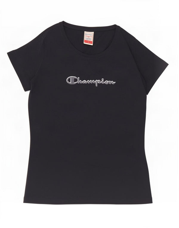 Champion Womens Heritage Fit Grafisk T-Shirt Top UK 14 Large Navy Blue