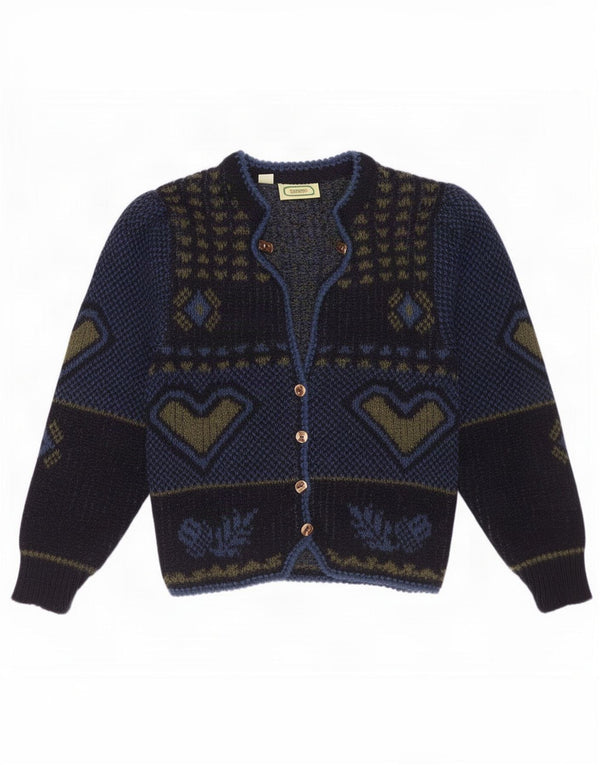 Drig Galzburger Dame Cardigan Sweater UK 14 Medium Blue Geometric
