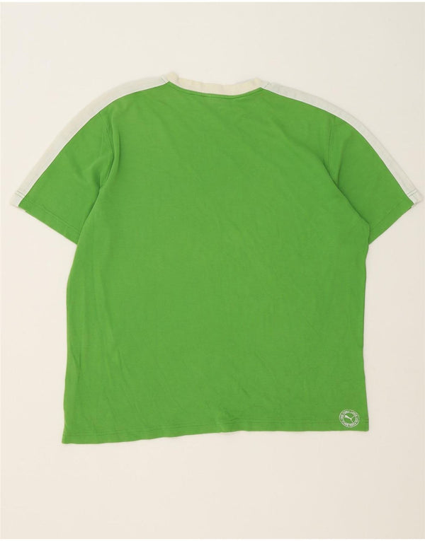 Puma Mens Graphic T-Shirt Top XL Green Colourblock Cotton