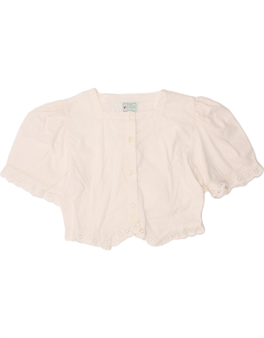 BENETTON Girls Short Sleeve Shirt Blouse 4-5 Years Medium White Vintage Benetton and Second-Hand Benetton from Messina Hembry 
