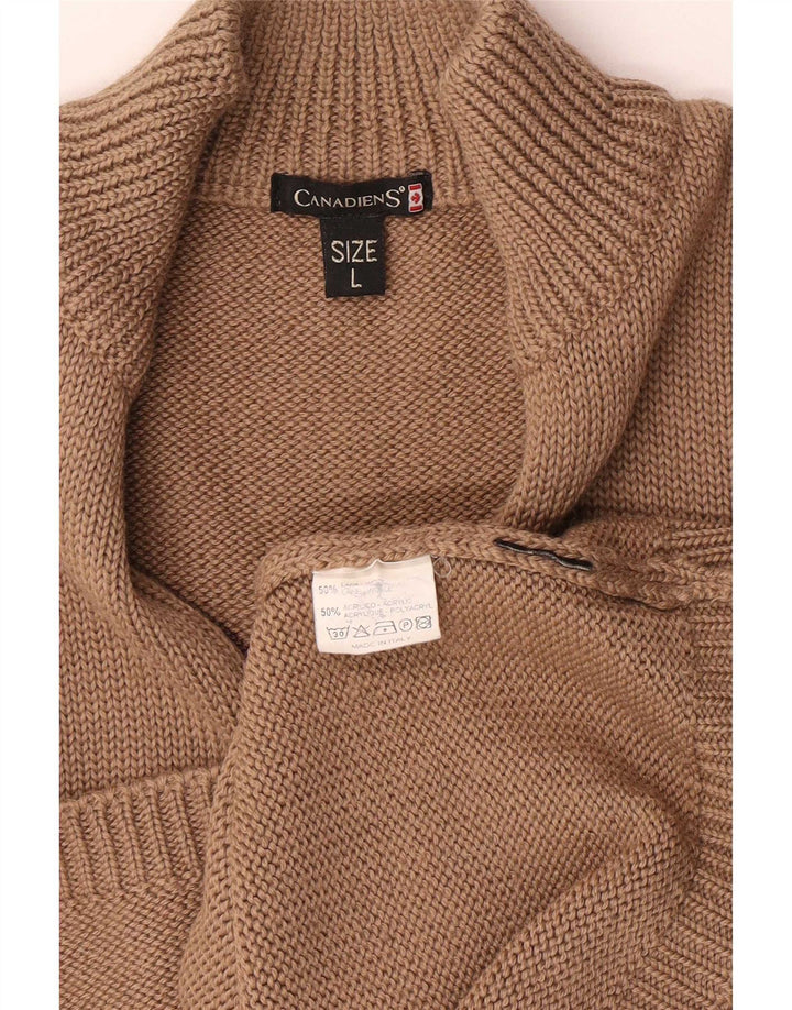 Canadiens Herre Zip Neck Jumper Sweater Stor Brun Uld