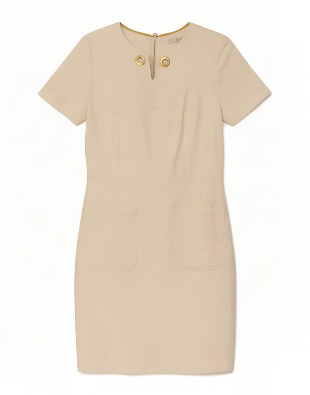 Boden Dame Skede Kjole UK 12 Medium Off White Bomuld
