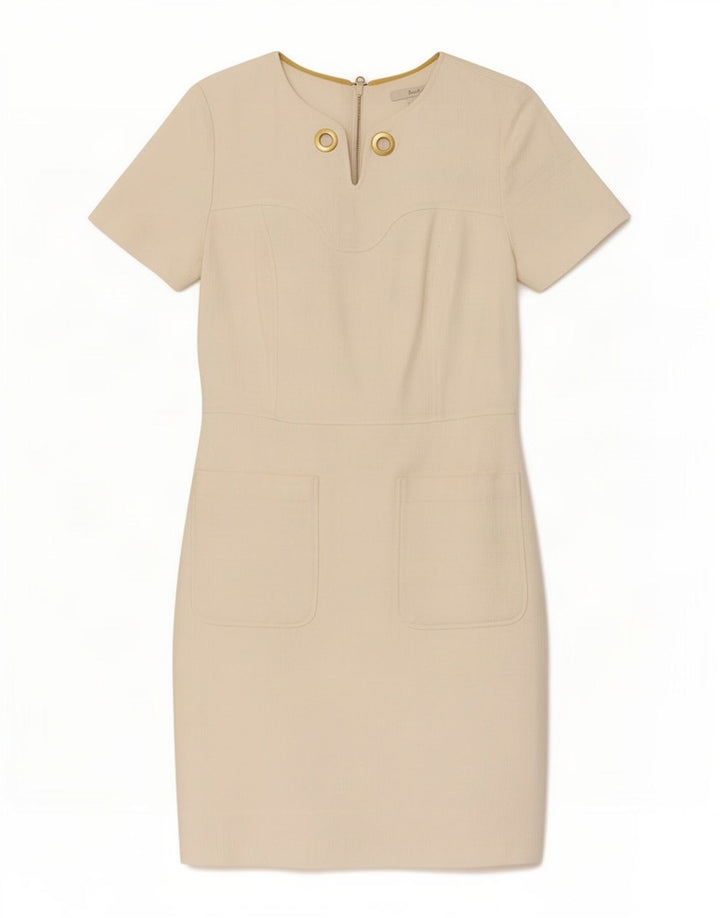 Boden Dame Skede Kjole UK 12 Medium Off White Bomuld