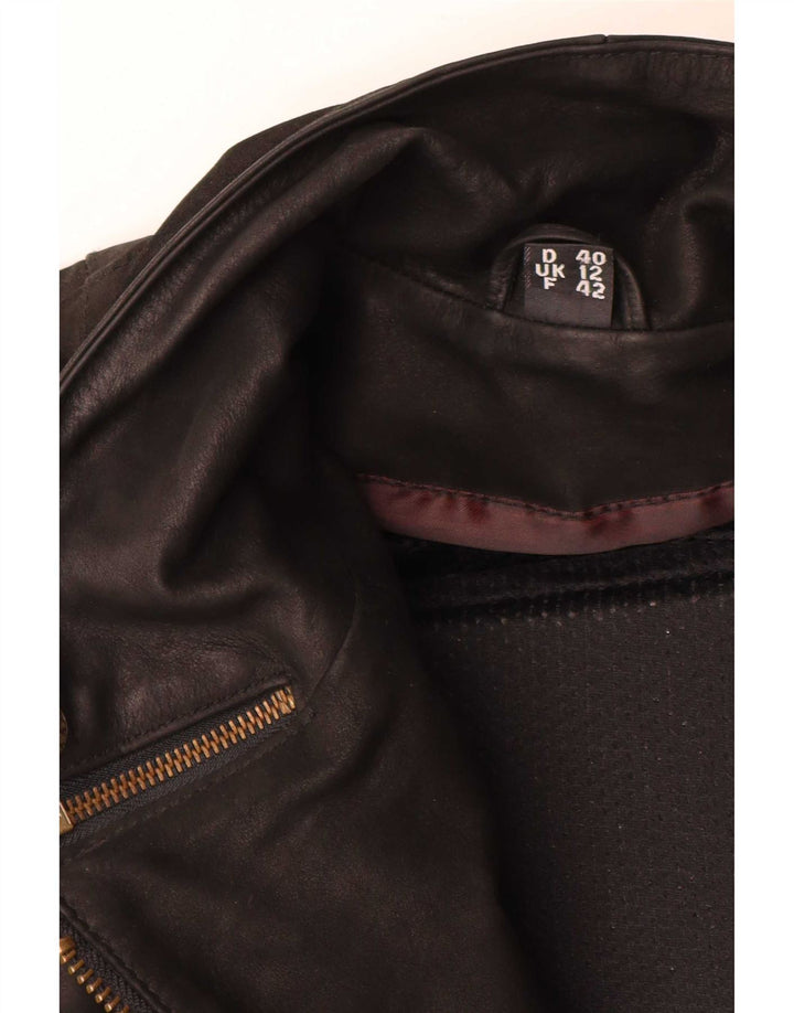 Held Dame Læder Biker Jacket UK 12 Medium Sort Læder